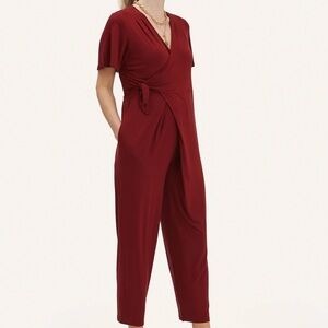 Maternity short sleeve jumpsuit